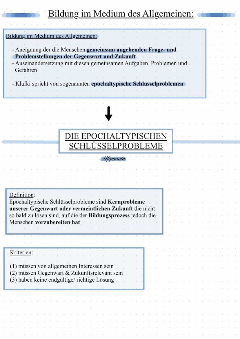 
<h2 id="allgemein">Allgemein</h2>
<p>Klafki vertritt einen normativen Ansatz, der gleichermaßen auf die individuelle Emanzipation wie auf d