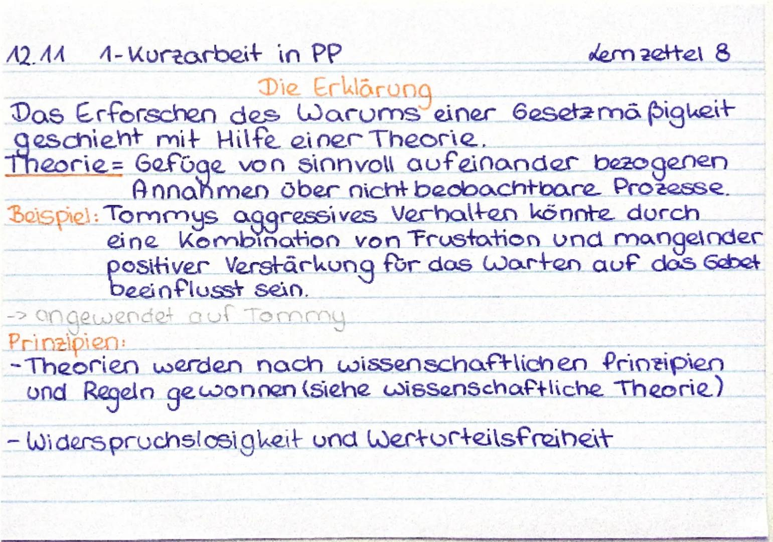 12.11
1-Kurzarbeit in PP
Lernzettel 1
Wissenschaftliche Theorie vs Alltagstheorie
= durch wissenschaftliches
Vorgehen
-objektiv d.h. verschi