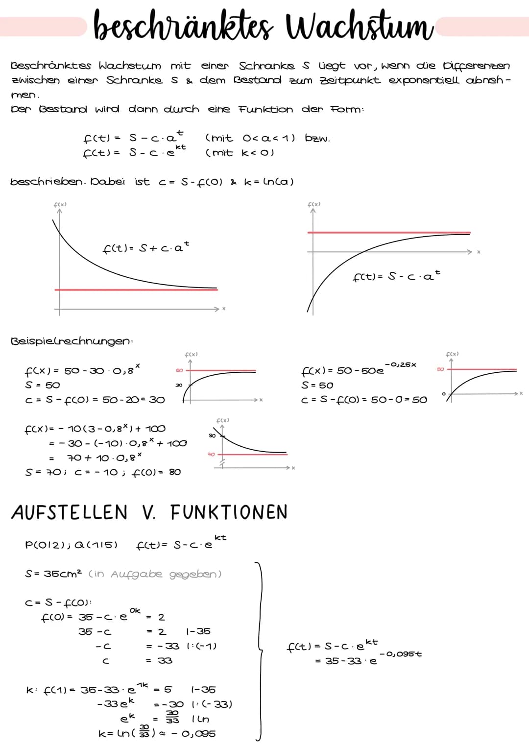 beschränktes Wachstum
Beschränktes Wachstum mit einer Schranke S liegt vor, wenn die Differenzen
zwischen einer Schranke S & dem Bestand zum