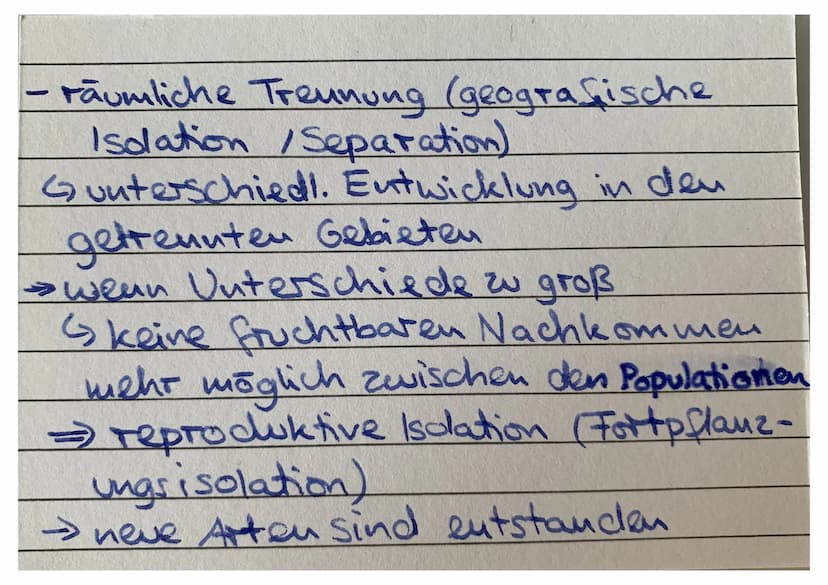 Sympatrische
Artbildung Adaptive
Radiation parapatrische
Atbildung Allopatrische
Artbildung Isolation -Genfluss innerhalb einer Population w