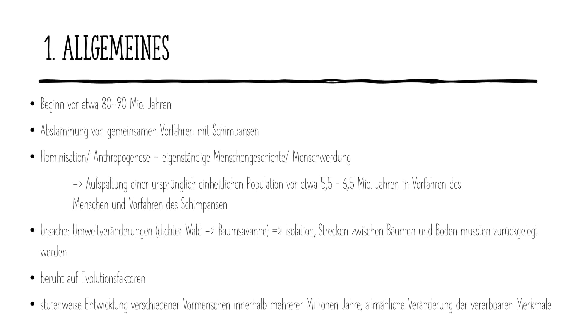 Die Evolution
des Menschen GLIEDERUNG
1.
2. Vertreter
Allgemeines
3. Ausbreitung
4. Rudimentären Organe
5. Der aufrechte Gang
DOE ●
1. ALLGE