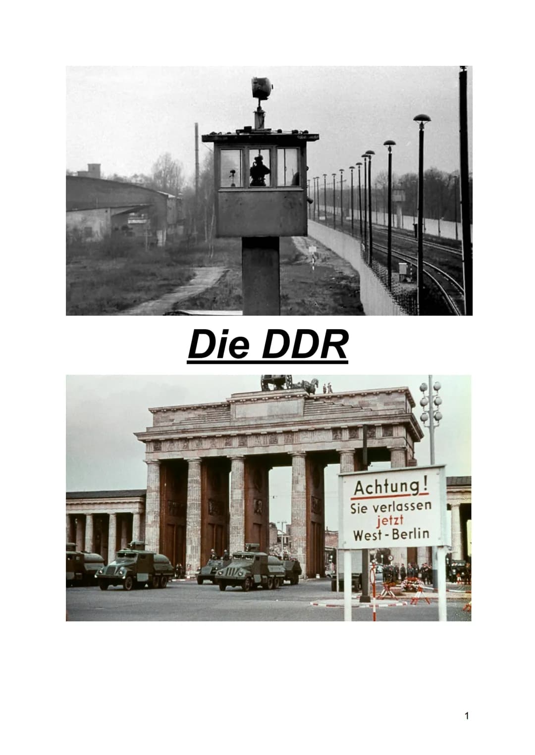 Die DDR
Follo
Achtung!
Sie verlassen
jetzt
West-Berlin
1 Inhaltsverzeichnis
Was ist die DDR?.
Wie entstand die DDR ?.
Regierung in der DDR..