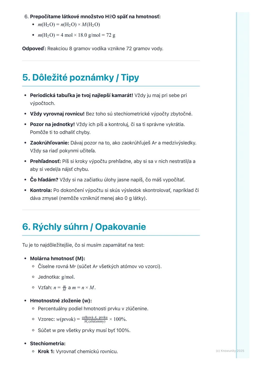 # Výpočty v chémii

## 1. Úvod do chemických výpočtov

V chémii je super dôležité vedieť nielen, čo sa s čím spája, ale aj koľko toho
potreb