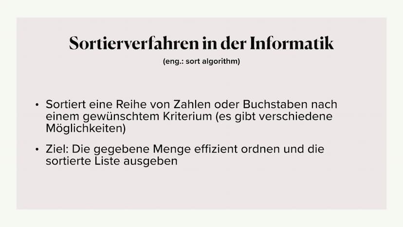 Sortieralgorithmen
Marsie Proppe (infs, Bode) Sortierverfahren in der Informatik
(eng.: sort algorithm)
Sortiert eine Reihe von Zahlen oder 