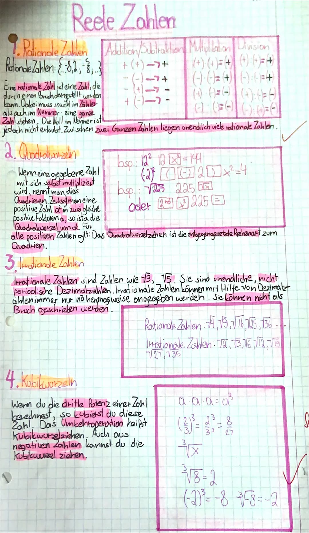 Reele Zahlen
Addition/Subtraktion
+ (+)->+
-(- -7+
• Rationale Zahlen
Zotten
Rationale Zahlen: -8,2 - 3,
Eine rationale Zahl ist eine Zahl, 