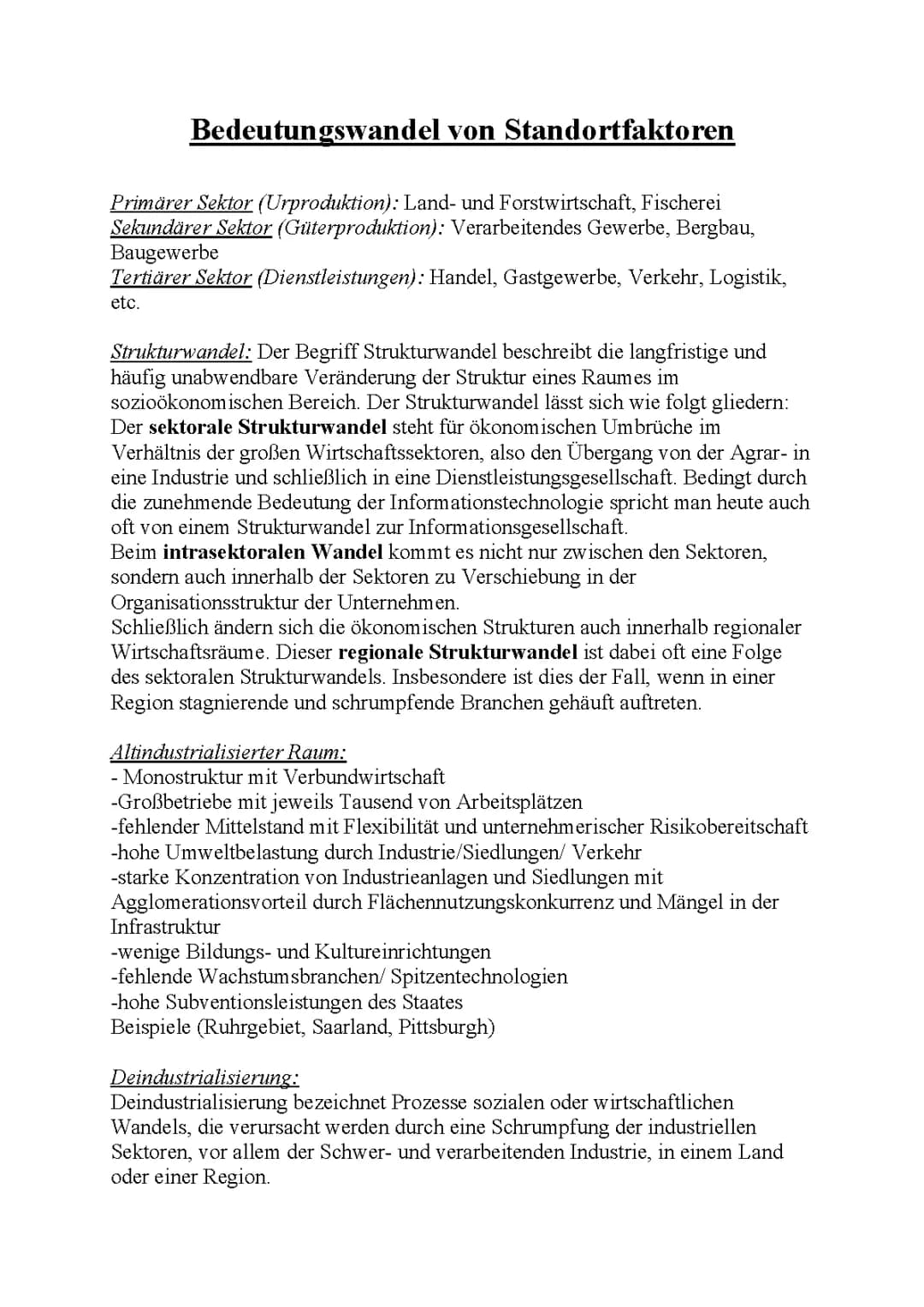 Bedeutungswandel von Standortfaktoren