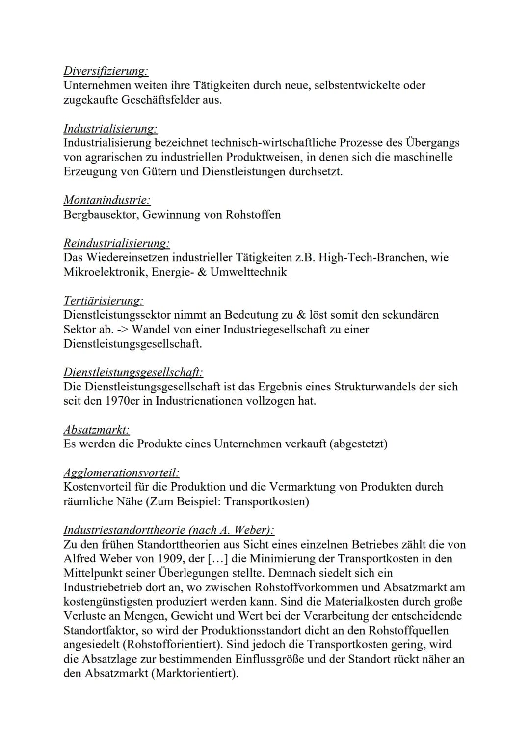 Bedeutungswandel von Standortfaktoren
Primärer Sektor (Urproduktion): Land- und Forstwirtschaft, Fischerei
Sekundärer Sektor (Güterproduktio