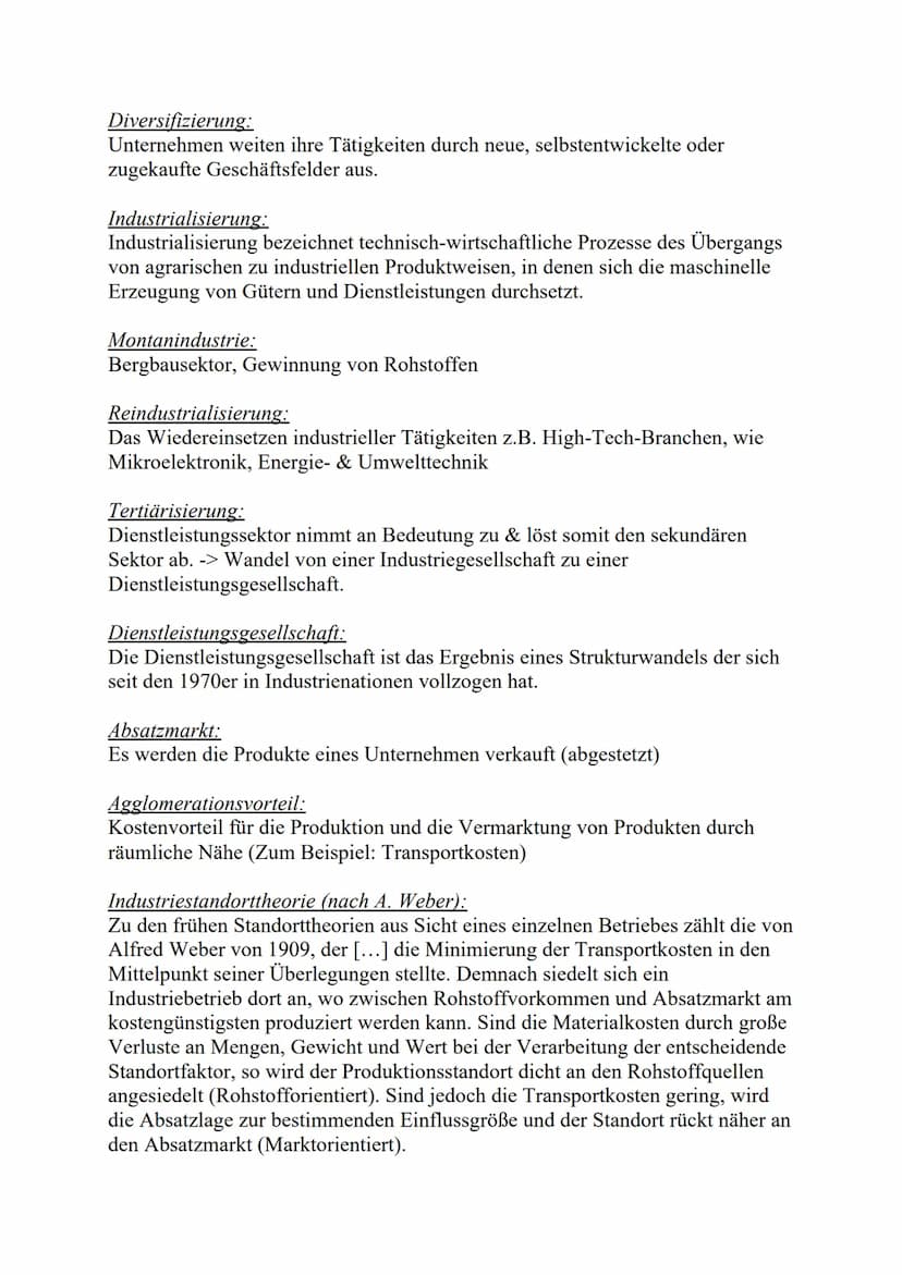 Bedeutungswandel von Standortfaktoren
Primärer Sektor (Urproduktion): Land- und Forstwirtschaft, Fischerei
Sekundärer Sektor (Güterproduktio