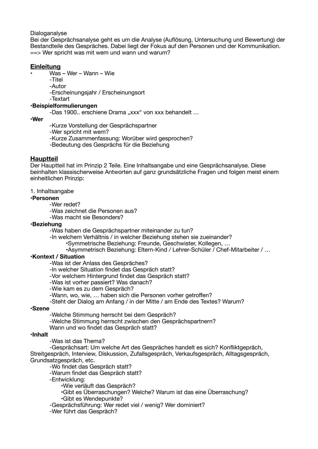Dialoganalyse
Bei der Gesprächsanalyse geht es um die Analyse (Auflösung, Untersuchung und Bewertung) der
Bestandteile des Gespräches. Dabei