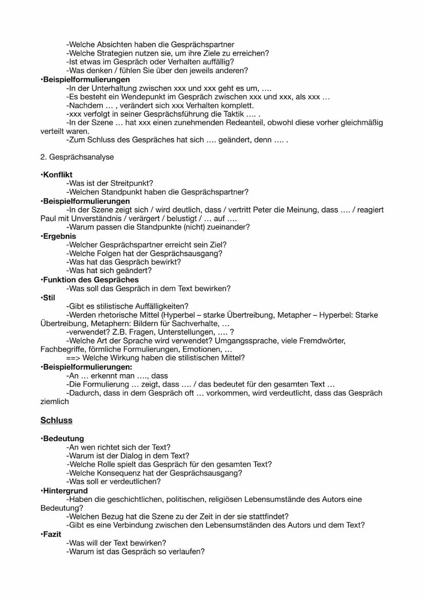 Dialoganalyse
Bei der Gesprächsanalyse geht es um die Analyse (Auflösung, Untersuchung und Bewertung) der
Bestandteile des Gespräches. Dabei