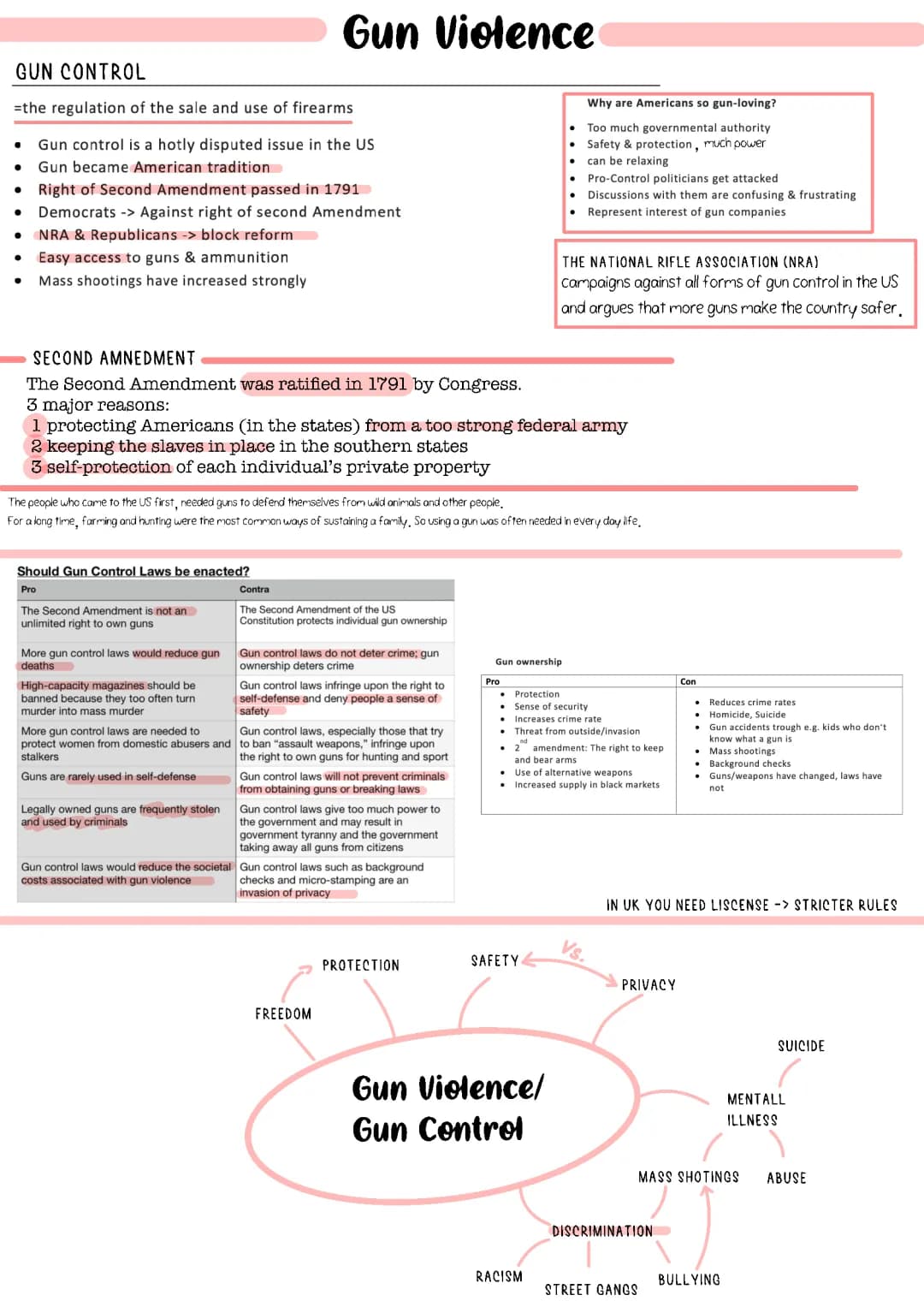 Gun Violence/Gun Control (Pro/Con) Kommunikationsprüfung 