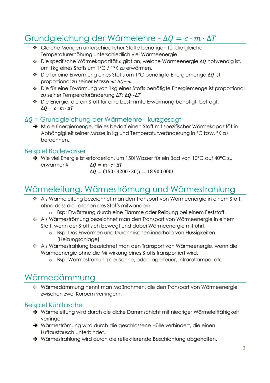 Physik Wärmelehre
Zusammenfassung
Aggregatzustände
→ Stoffe können in den drei Aggregatzuständen fest, flüssig und gasförmig vorliegen.
Alle