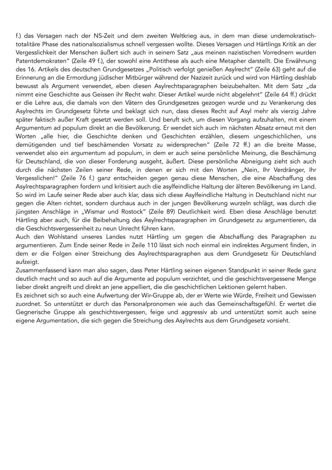 Peter Härtling: Mein" (1992) - Redenanalyse
Die Rede mit dem Titel ,,Nein !" wurde von Peter Härtling im Jahre 1992 auf der Frankfurter Buch