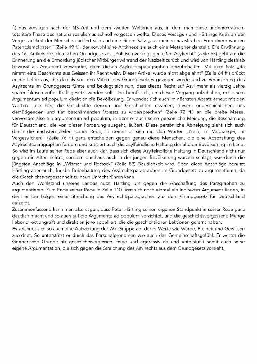 Peter Härtling: Mein" (1992) - Redenanalyse
Die Rede mit dem Titel ,,Nein !" wurde von Peter Härtling im Jahre 1992 auf der Frankfurter Buch