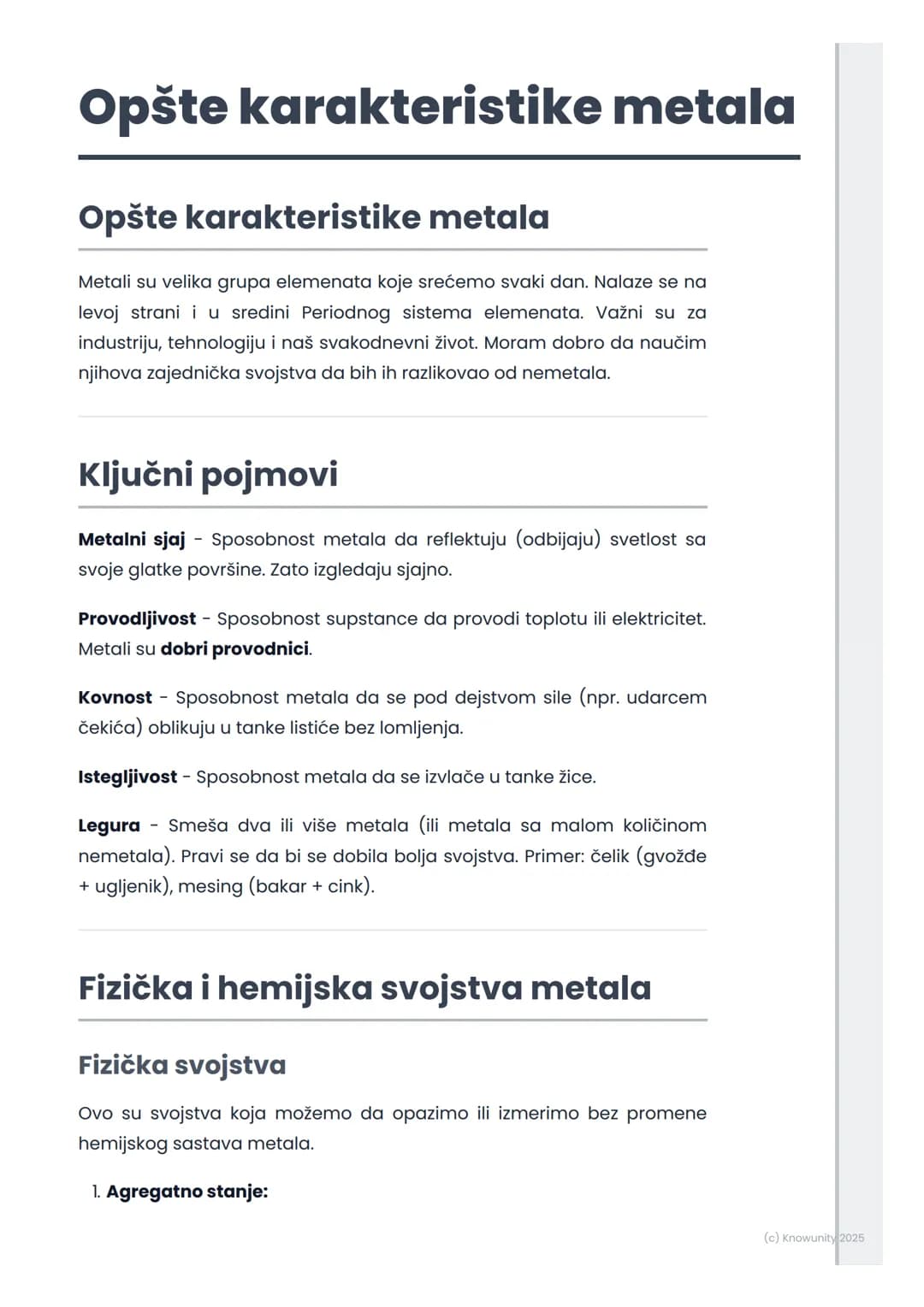 # Opšte karakteristike metala

Opšte karakteristike metala

Metali su velika grupa elemenata koje srećemo svaki dan. Nalaze se na
levoj stra