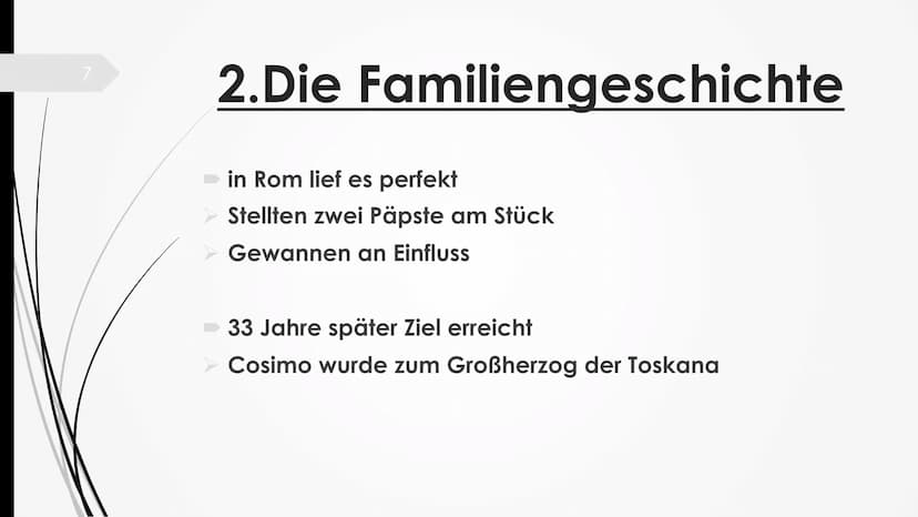 Die Medici 2
Gliederung
1. Einleitung
2.Die Familiengeschichte
3. Einfluss der Medici
4. Fazit
Leitfrage: Die Medici-NUR eine Bankiersfamili