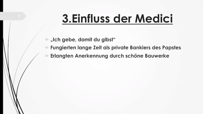Die Medici 2
Gliederung
1. Einleitung
2.Die Familiengeschichte
3. Einfluss der Medici
4. Fazit
Leitfrage: Die Medici-NUR eine Bankiersfamili