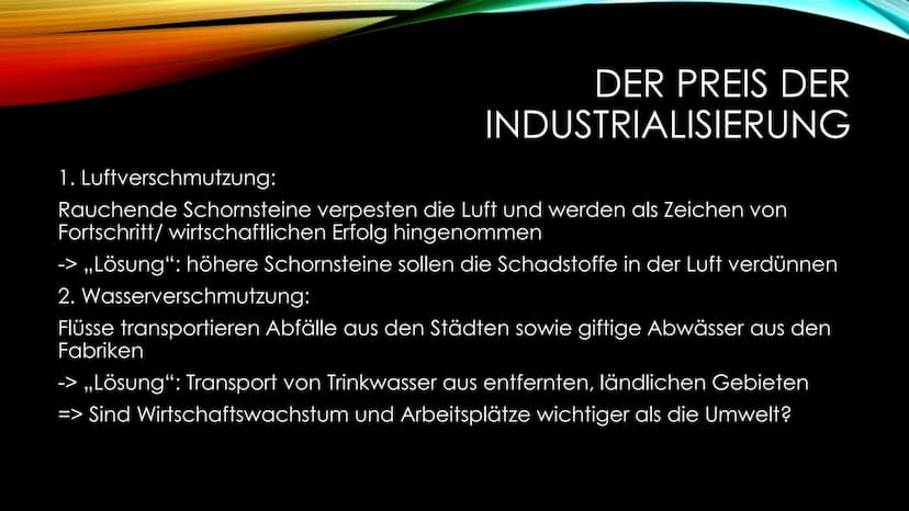 INDUSTRIALISIERUNG
Zusammenfassung der Industrialisierung - 1764: Mechanische Spinnmaschine „Spinning Jenny"
- 1768: Dampfmaschine von James