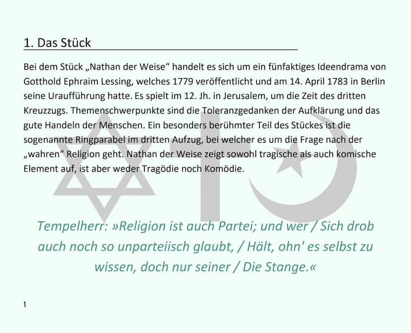 Inhaltsverzeichnis
1.
Das Stück
1.1 Die Handlung....
1.2 Der Autor und die Entstehungsgeschichte
1.3 Die Entstehungszeit des Stückes - Aufkl