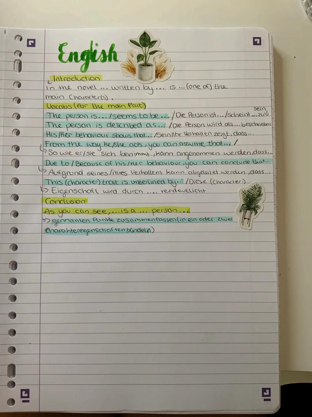 L
IG
English
Introduction
in the novel... written by... is... (one of) the
main Character(s).
Vocabs (for the main Part)
sein
From the
way
T