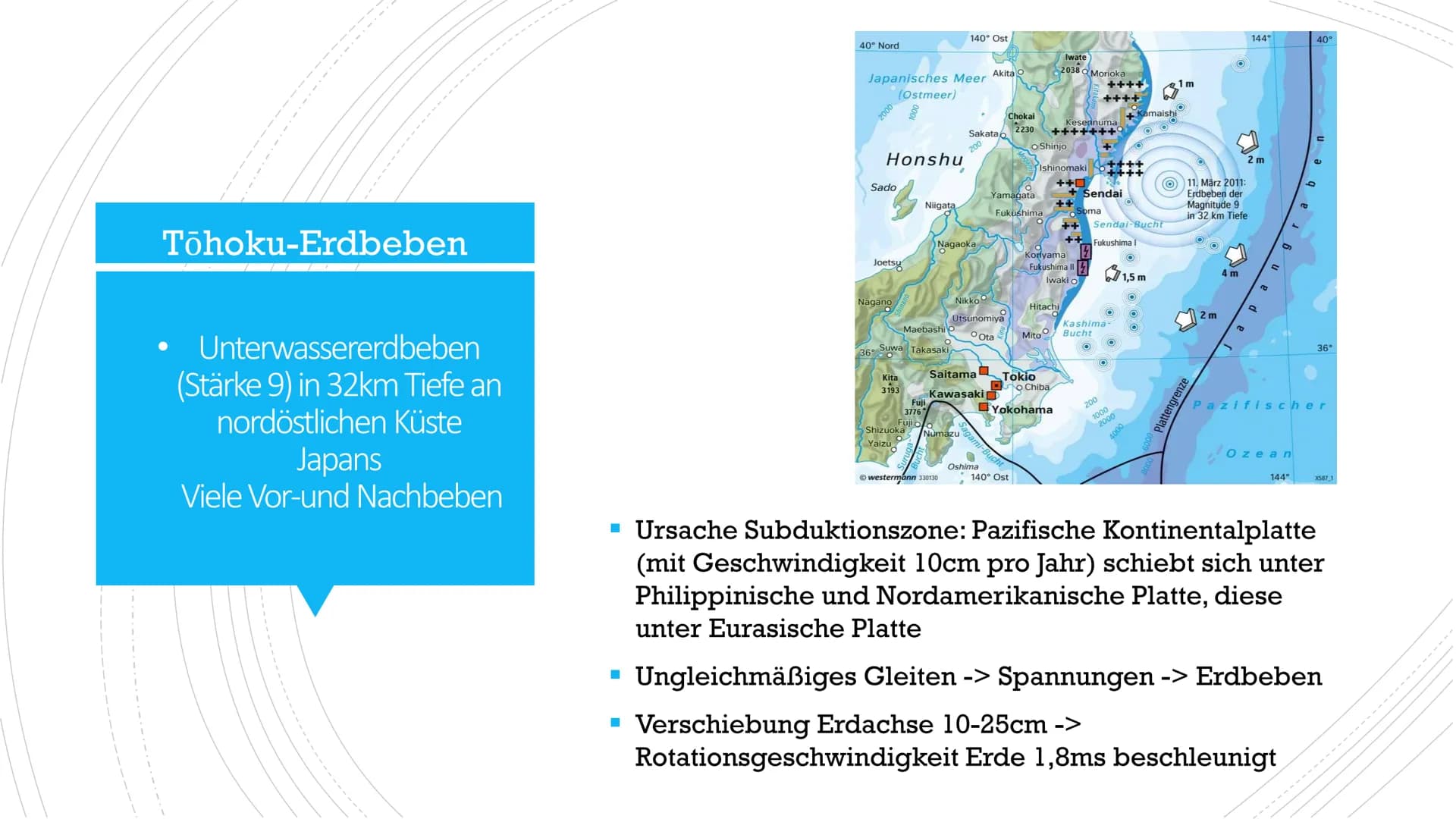 Die Dreifachkatastrophe von
Fukushima am 11.03.2011 Gliederung
1. Tōhoku-Erdbeben
2. Tsunami
3. Kernschmelzung
4. Auswirkungen
5. Fazit
6. Q