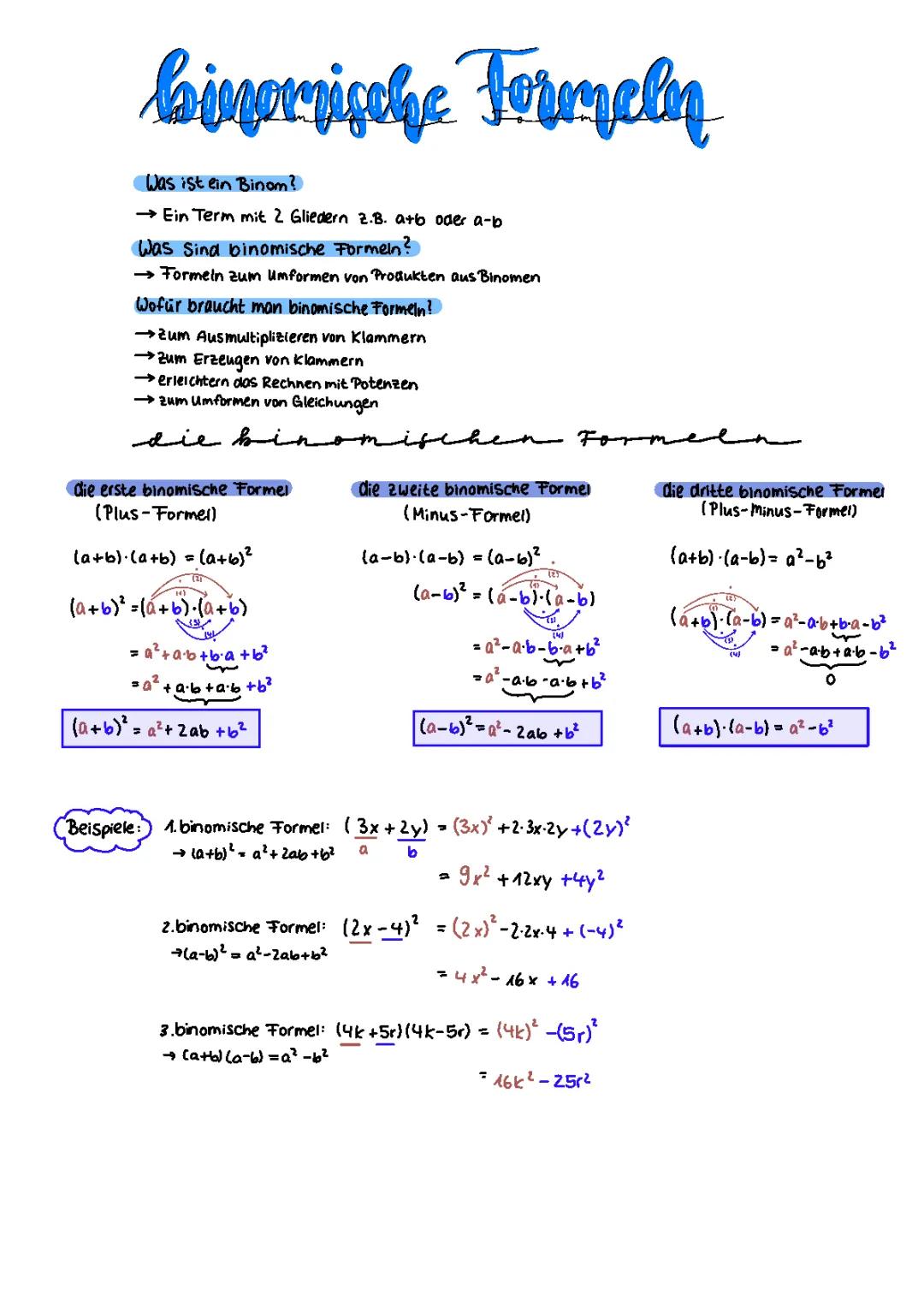 Binomische Formeln 