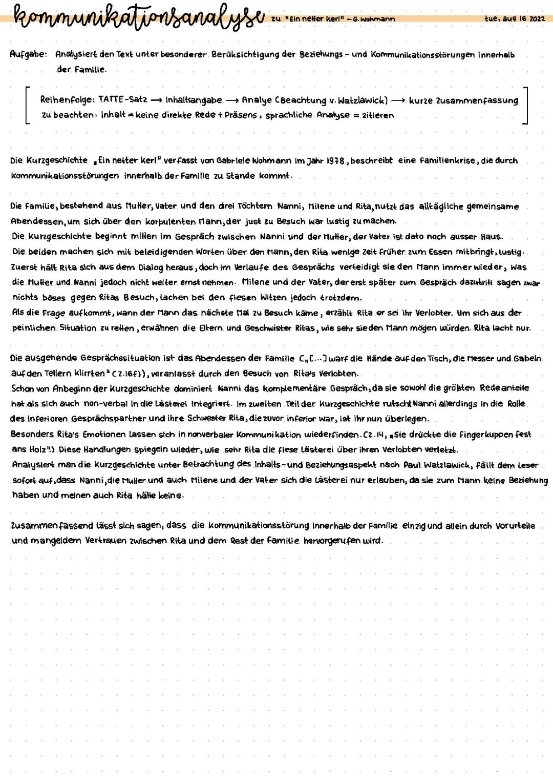 kommunikationsanalyse zu "ein netter kerl"