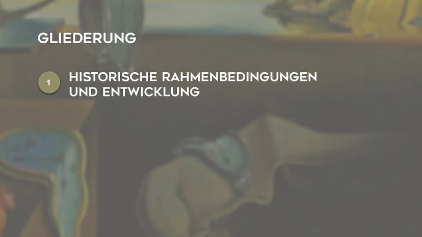 5
SURREALISMUS
NOEMI KIRCHNER - KUNST GK5 KL.13 GLIEDERUNG
1
HISTORISCHE RAHMENBEDINGUNGEN
UND ENTWICKLUNG GLIEDERUNG
1 HISTORISCHE RAHMENBE