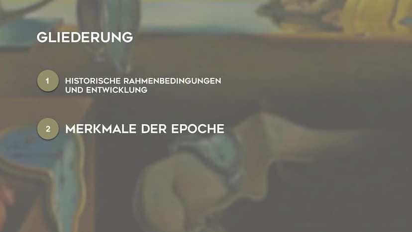 5
SURREALISMUS
NOEMI KIRCHNER - KUNST GK5 KL.13 GLIEDERUNG
1
HISTORISCHE RAHMENBEDINGUNGEN
UND ENTWICKLUNG GLIEDERUNG
1 HISTORISCHE RAHMENBE