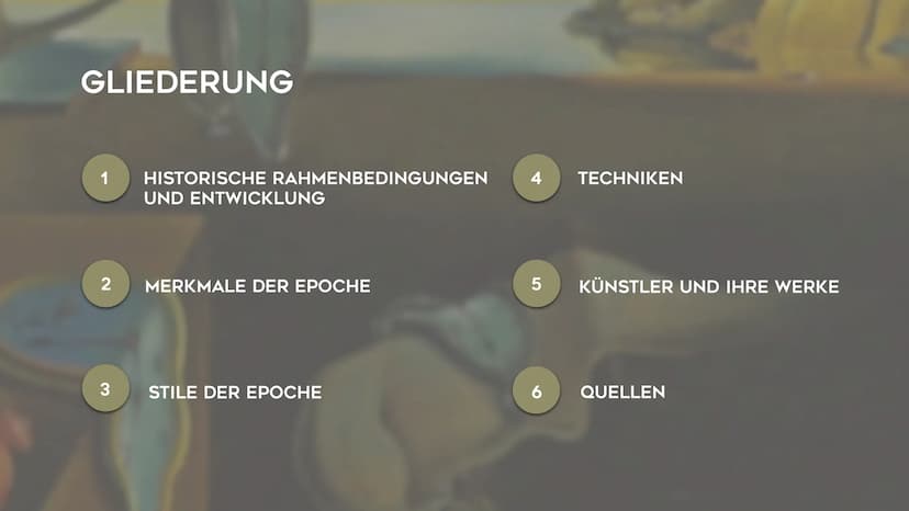 5
SURREALISMUS
NOEMI KIRCHNER - KUNST GK5 KL.13 GLIEDERUNG
1
HISTORISCHE RAHMENBEDINGUNGEN
UND ENTWICKLUNG GLIEDERUNG
1 HISTORISCHE RAHMENBE
