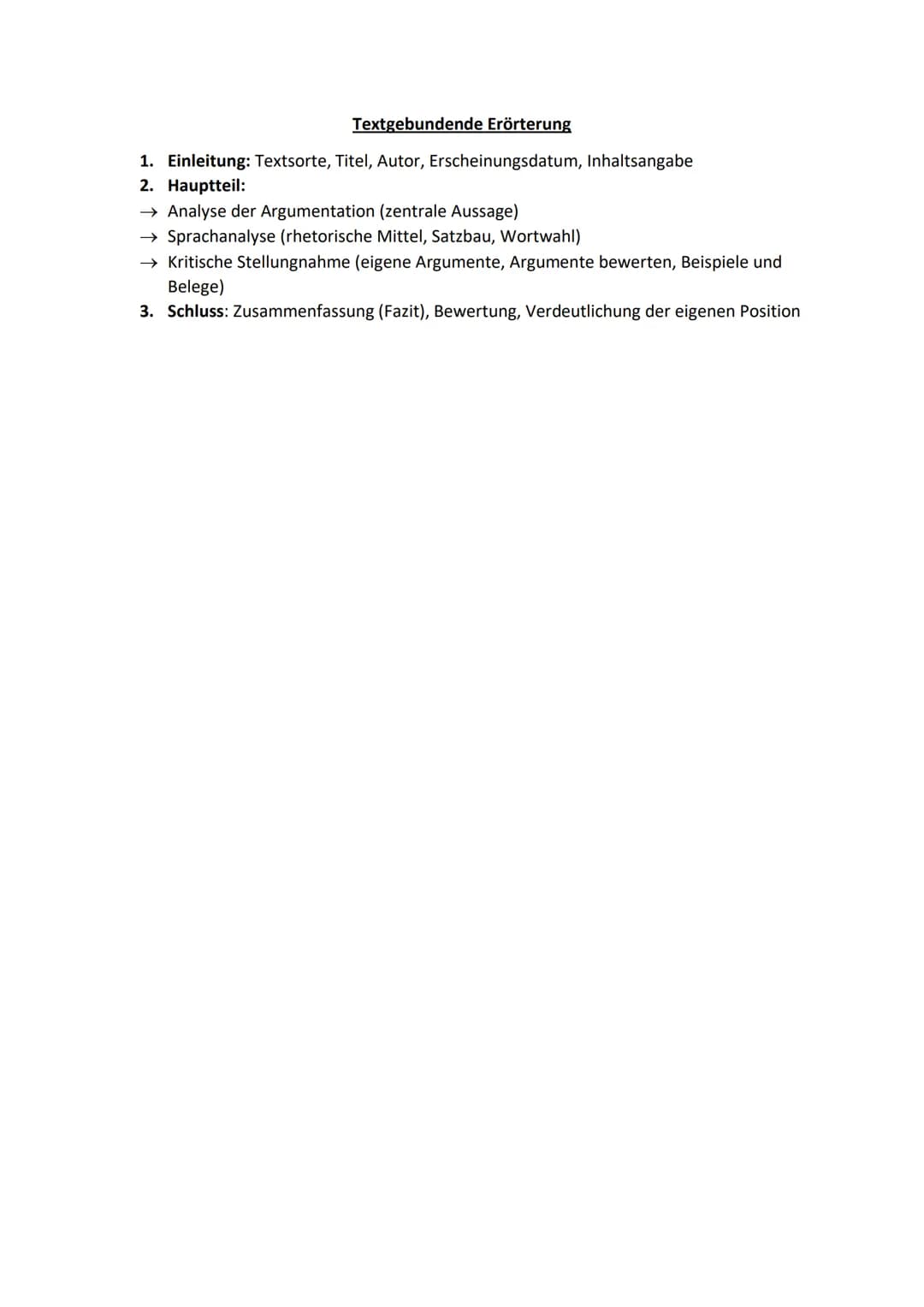 1. Einleitung: Titel, Autor, Thema, Quelle, Jahr, Textart, vertretende Position nennen,
Inhaltswiedergabe, Textintention
2. Hauptteil:
→ Inh