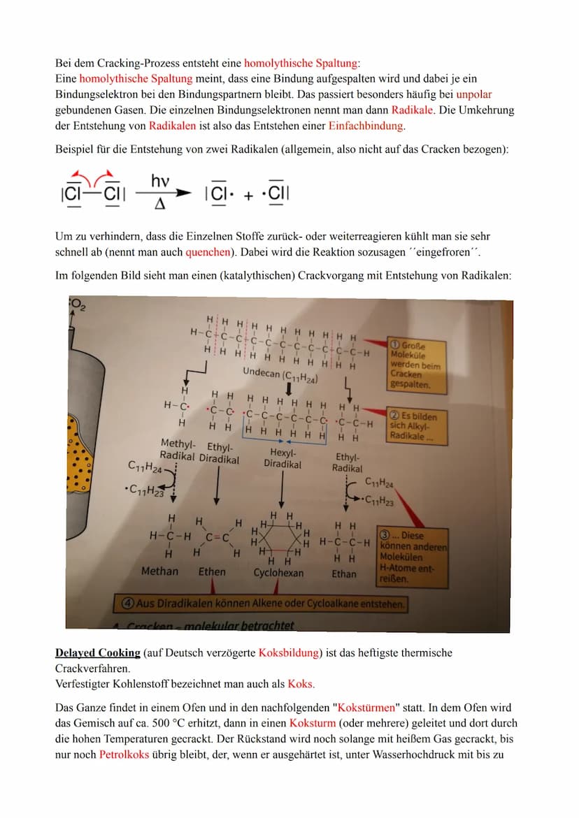 Raffination und Cracken von
Erdöl
Röhren-
ofen
Rohol
Atmosphärische
Destillation
Dampf
TT
Dampf
Glockenböden
400 °C
TT
Fraktionen, Siedebere