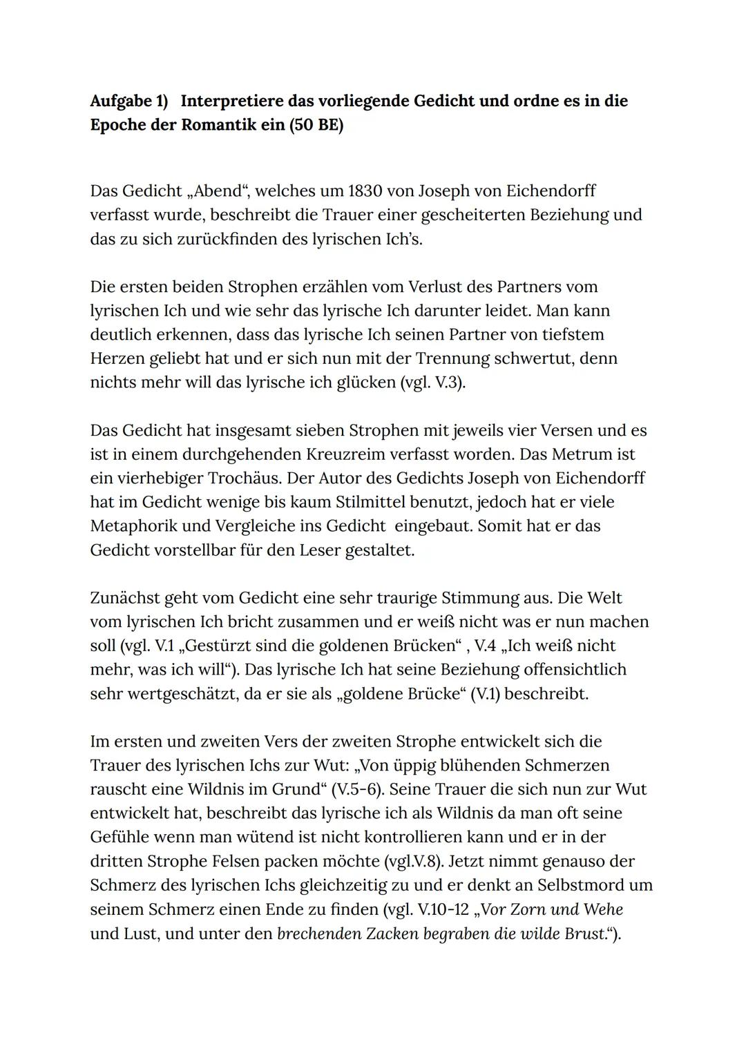 NBS
RÖDERMARK
Deutsch | Gk12e+f | LEM
LNW NR. 1
Thema:
Interpretation eines
romantischen Gedichts
Joseph von Eichendorff: Abend (um 1830)
Ge