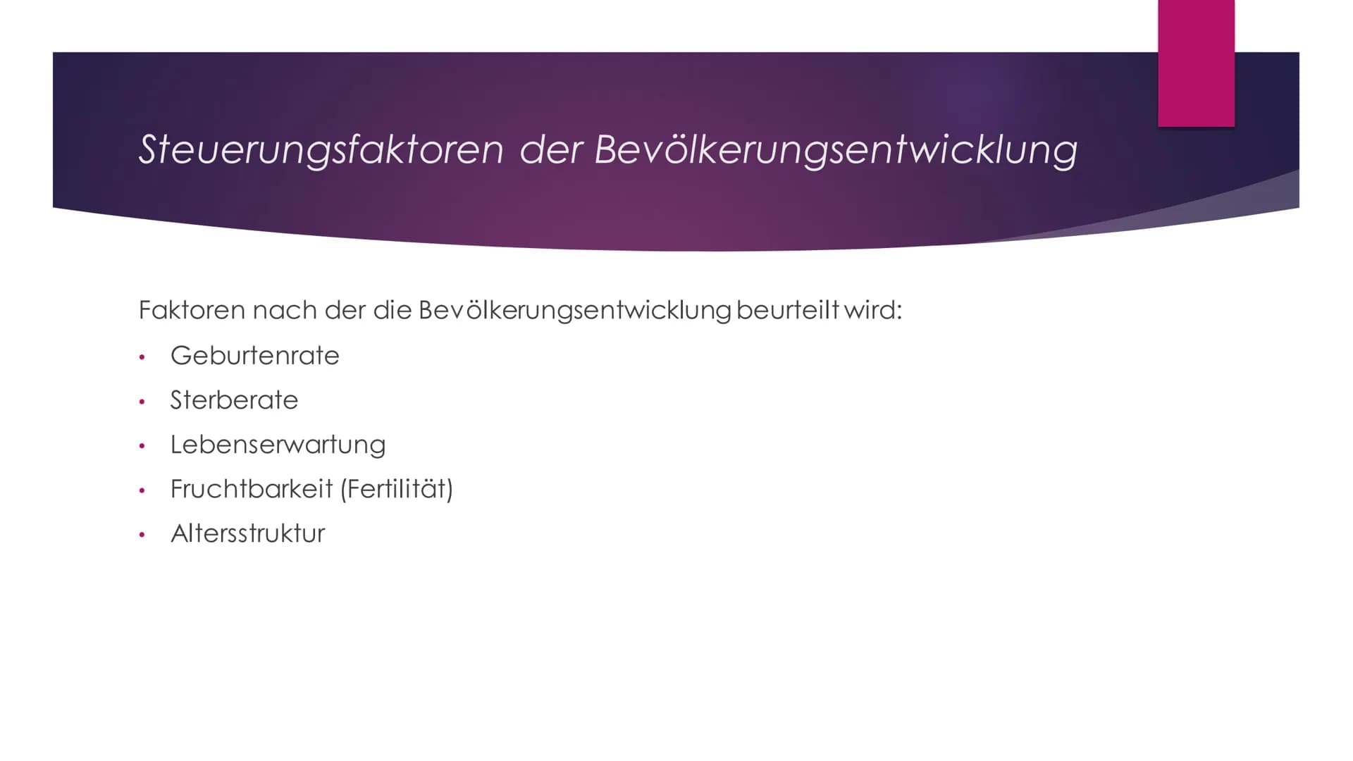 Bevölkerungswachstum
und Migration
DEMOGRAPHISCHE PROZESSE IN IHRER BEDEUTUNG FÜR DIE TRAGFÄHIGKEIT
VON RÄUMEN Einführung in das Thema
Facht