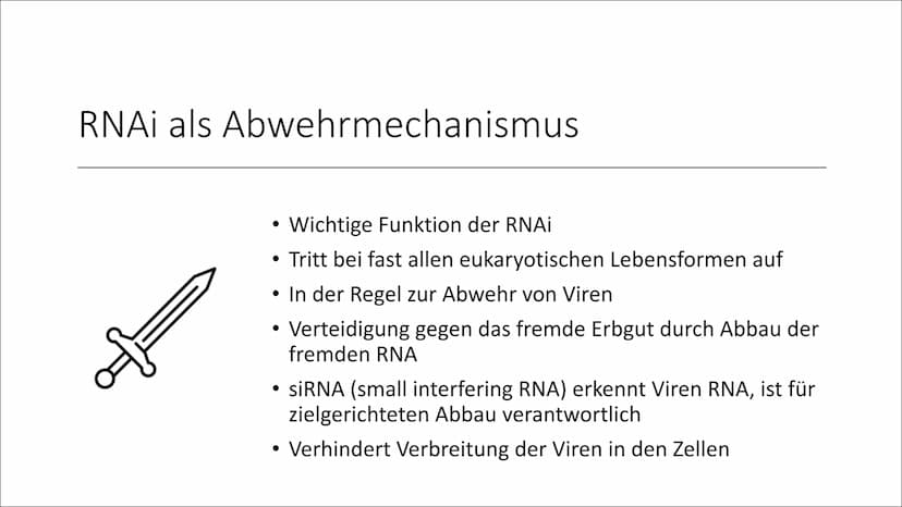 RNA
Interferenz
Von Lotta Inhalt
1. Was ist RNA Interferenz?
2. RNAi als Abwehrmechanismus
3. Kontrolle der Genexpression
4. Ablauf der RNAi