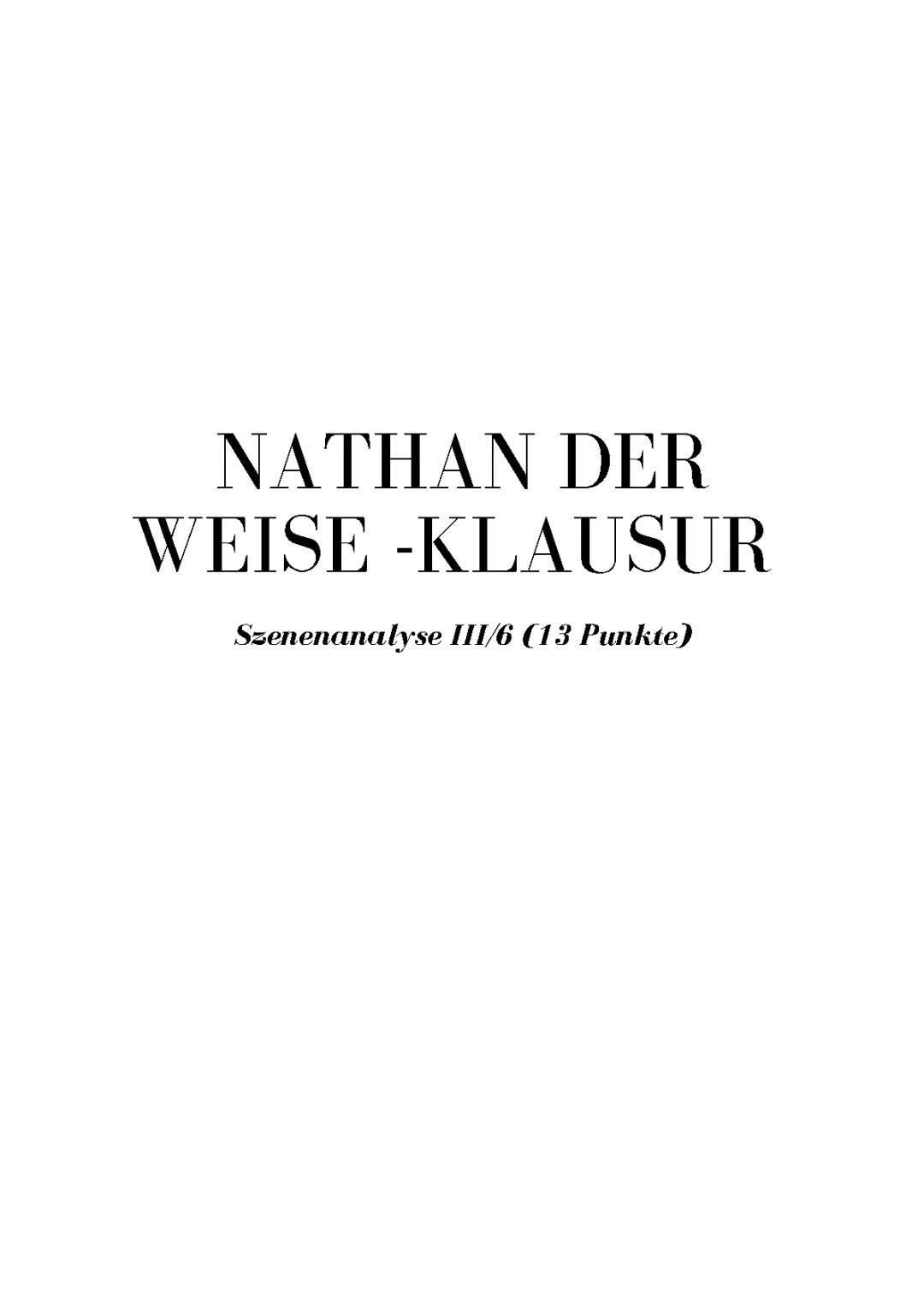 Nathan der Weise - Szenenanalyse - Klausur 