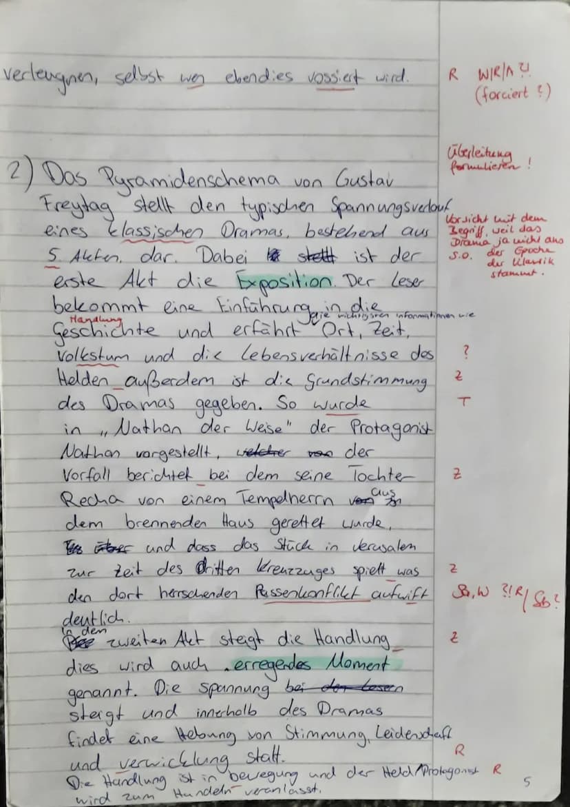 NATHAN DER
WEISE -KLAUSUR
Szenenanalyse III/6 (13 Punkte) Klausur Nr. 1
O
klasik in 5 Akte gegliedsste
Form!
ven
1) Das Drama, Nathan der We