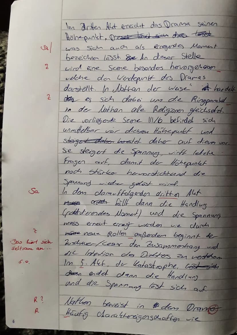 NATHAN DER
WEISE -KLAUSUR
Szenenanalyse III/6 (13 Punkte) Klausur Nr. 1
O
klasik in 5 Akte gegliedsste
Form!
ven
1) Das Drama, Nathan der We