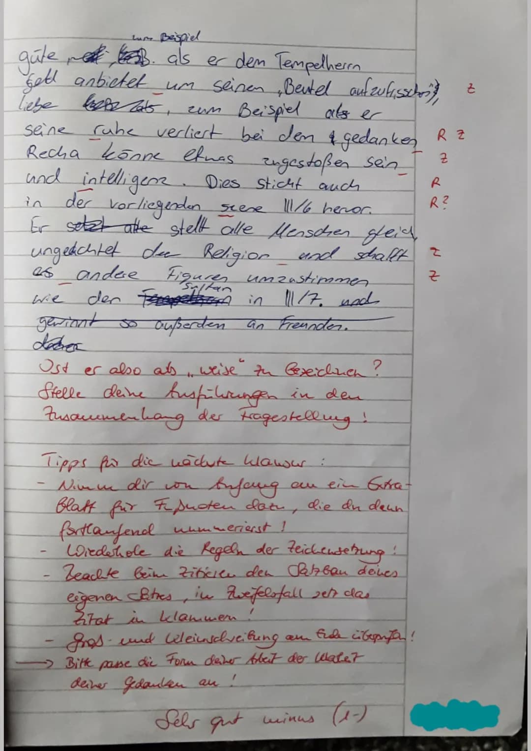 NATHAN DER
WEISE -KLAUSUR
Szenenanalyse III/6 (13 Punkte) Klausur Nr. 1
O
klasik in 5 Akte gegliedsste
Form!
ven
1) Das Drama, Nathan der We