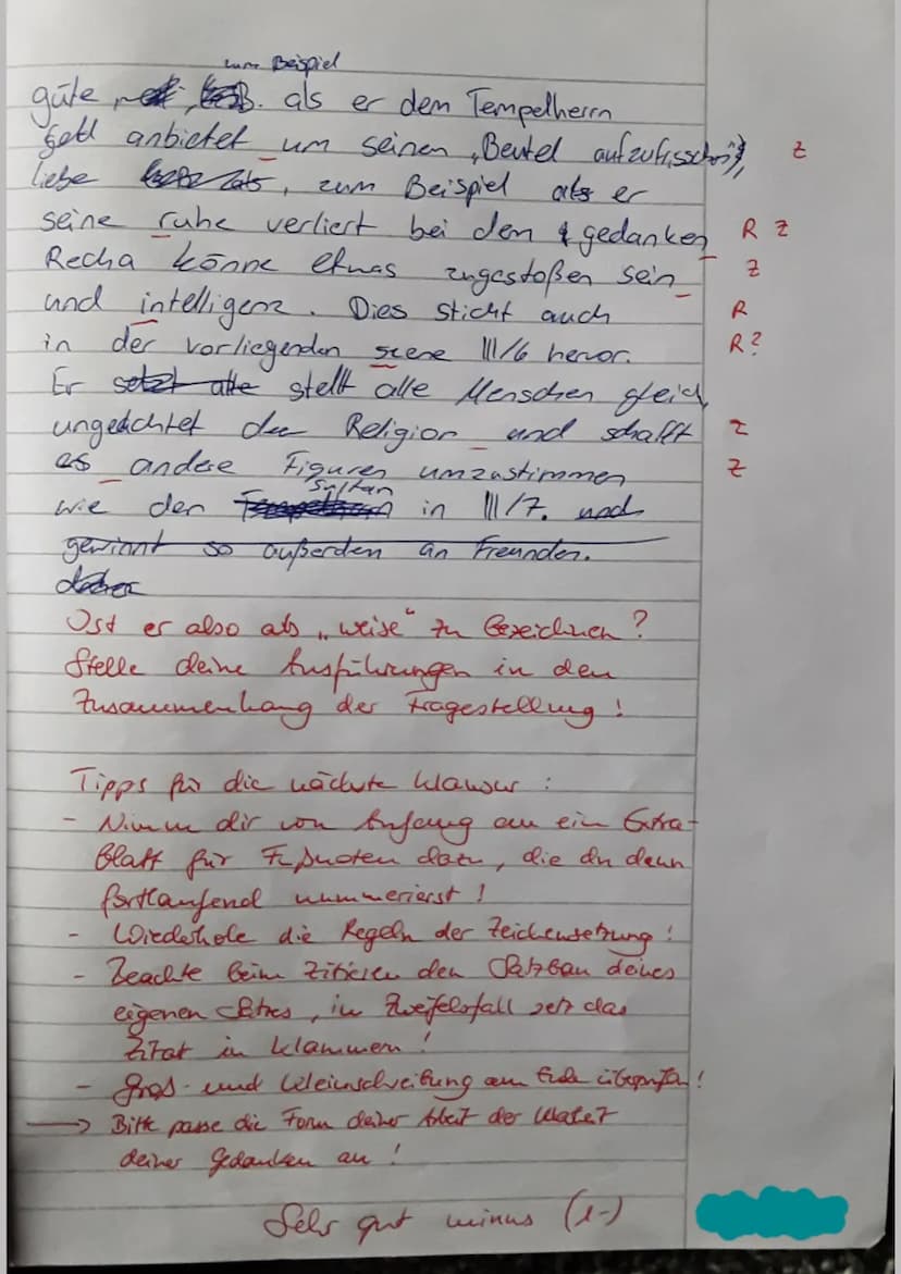 NATHAN DER
WEISE -KLAUSUR
Szenenanalyse III/6 (13 Punkte) Klausur Nr. 1
O
klasik in 5 Akte gegliedsste
Form!
ven
1) Das Drama, Nathan der We