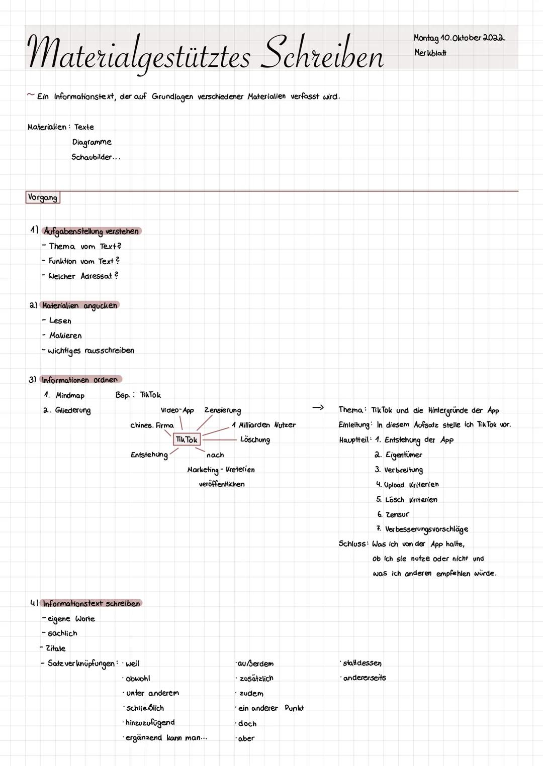 # Materialgestütztes Schreiben

Ein Informationstext, der auf Grundlagen verschiedener Materialien verfasst wird.

Materialien: Texte

Diagr