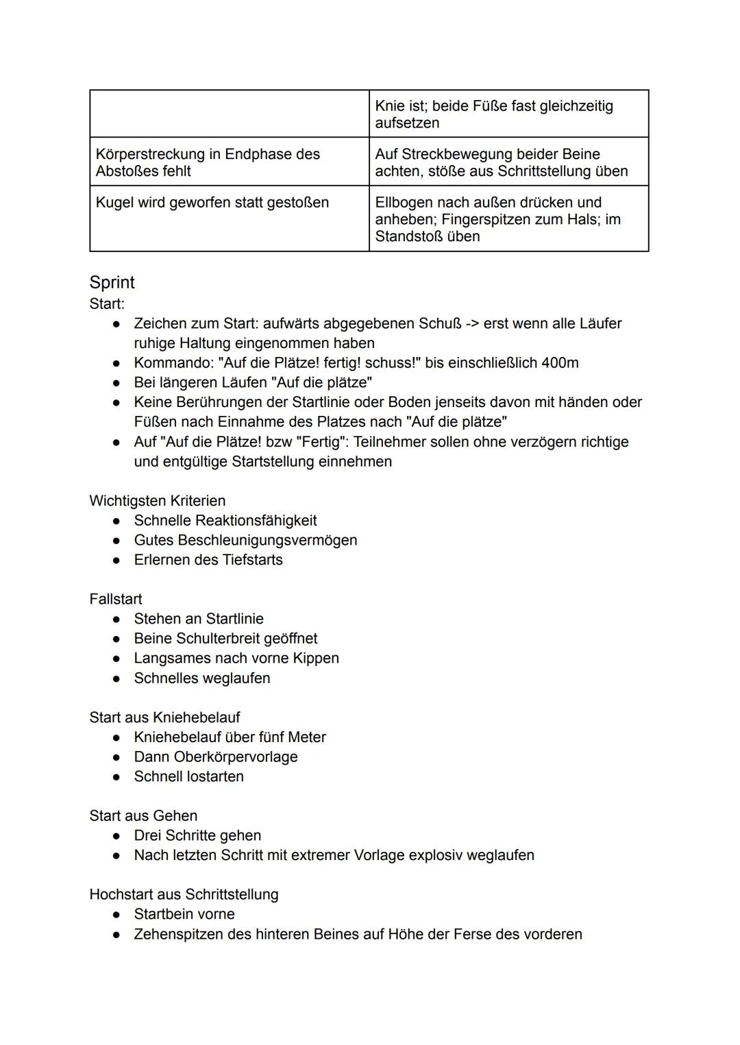 Lernzettel Sportklausur Q3
Kugelstoßen
Halten der Kugel:
● Legen auf Fingerwurzel
● Daumen und kleiner Finger stützen Kugel seitlich
• Kugel