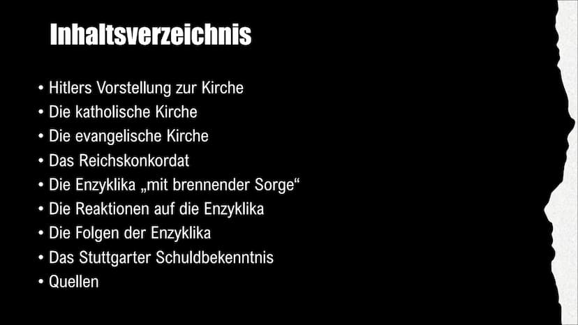 Kirchen in der
NS-Zeit
TRAGOENCEGA ●
●
●
• Die evangelische Kirche
●
Das Reichskonkordat
Inhaltsverzeichnis
●
Hitlers Vorstellung zur Kirche