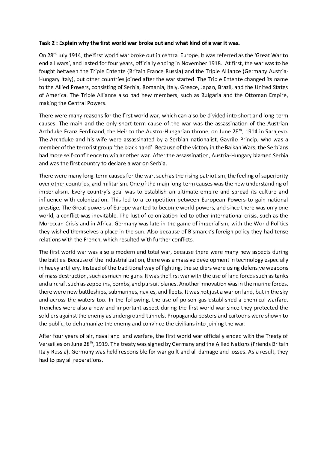 Causes of World War I: A Summary for Kids