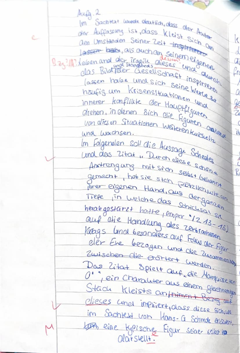 /Dev
Deut
ur Nr. 2
15
20.12.2024
g" von Heinrich von Kleist
it Bezug auf einen literarischen Text
Aufgabenstellung:
1. Stellen Sie Schedes A