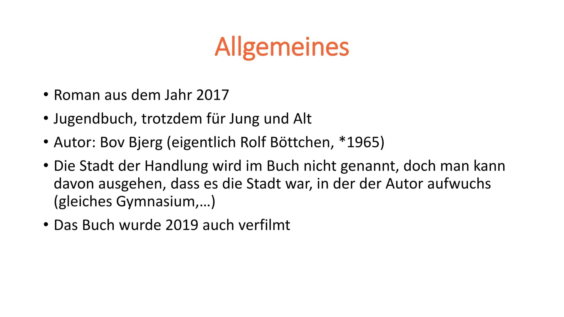 Auerhaus
Bov Bjerg
BOV BJERG
AUERHAUS
Blumenbar
ROMAN Allgemeines
• Roman aus dem Jahr 2017
●
• Jugendbuch, trotzdem für Jung und Alt
• Auto