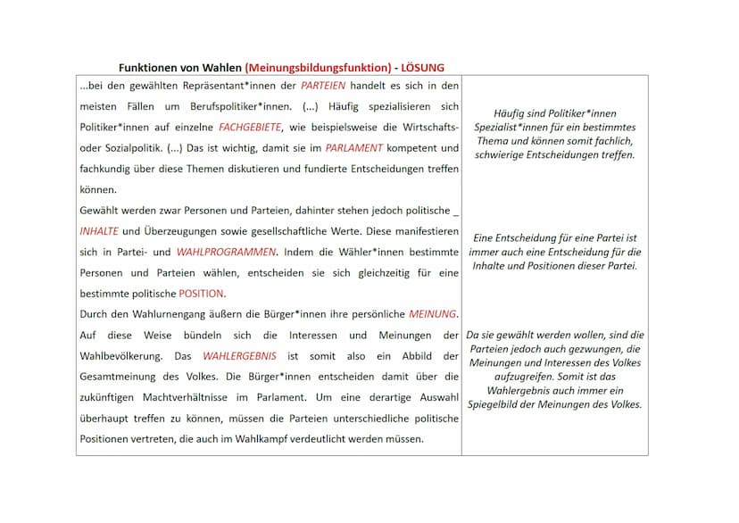 Funktionen von Wahlen
Die Wähler*innen übergeben ihre Stimme an Politiker*innen, die dann Wahlen sind sowohl die einfachste, aber auch die w