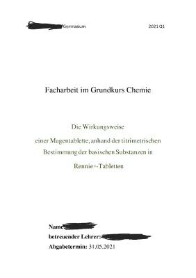 Know Facharbeit-Die Wirkungsweise einer Magentablette anhand der titrimetrischen Bestimmung der basischen Substanzen anhand der Rennie Tabletten  thumbnail