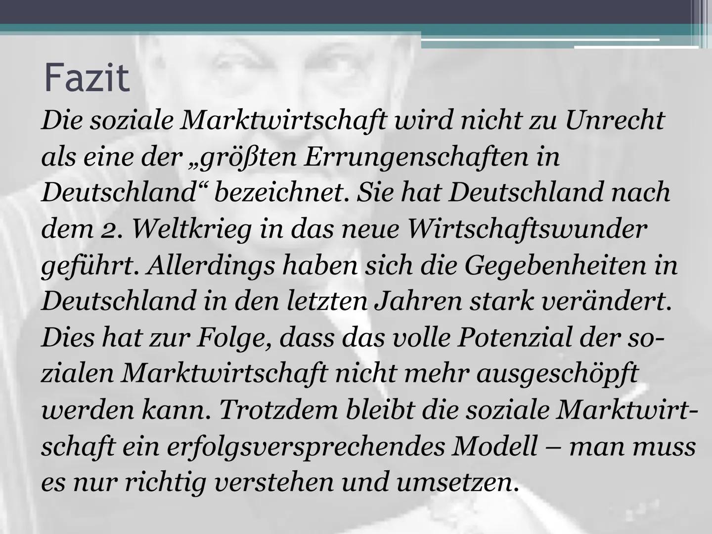 Soziale Marktwirtschaft in
Deutschland
Wohlstand für alle? Freiheit
Ķ
Fortschritt
Sicherheit
SAFETY
FIRST!
WOHLSTAND FÜR ALLLE
Gerechtigkeit