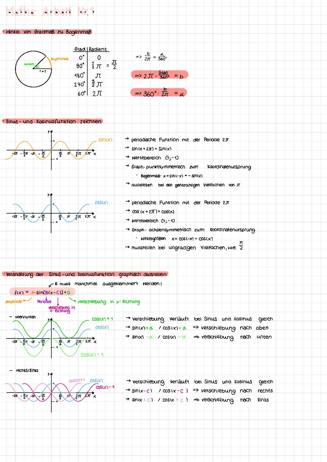 Trigonometrische Gleichungen Lösen: Sinus und Kosinus Funktionen - Bogenmaß und Gradmaß